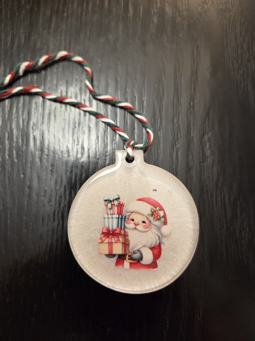 Holiday Santa Ornament - Red/White Christmas Decoration
